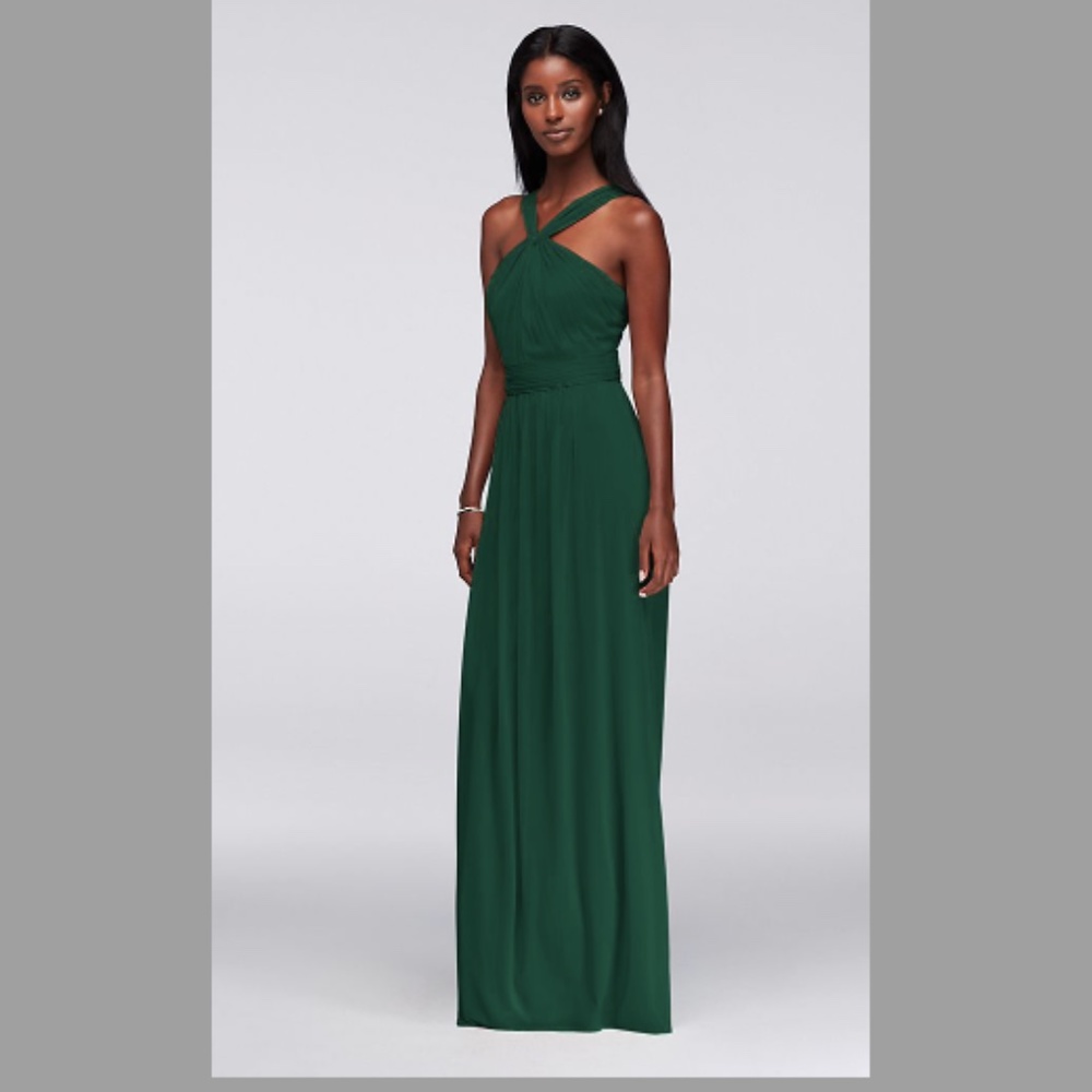 Y Neck Long Mesh Dress, 4, Juniper Green, NWT